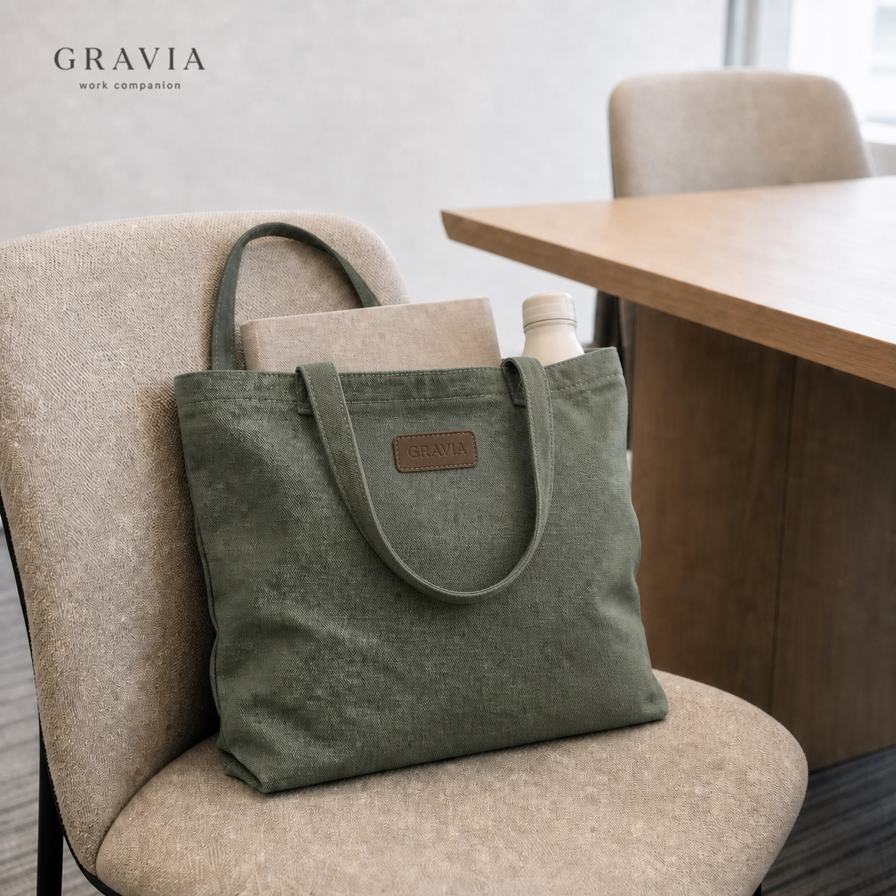 GRAVIA custom canvas tote at a corporate event