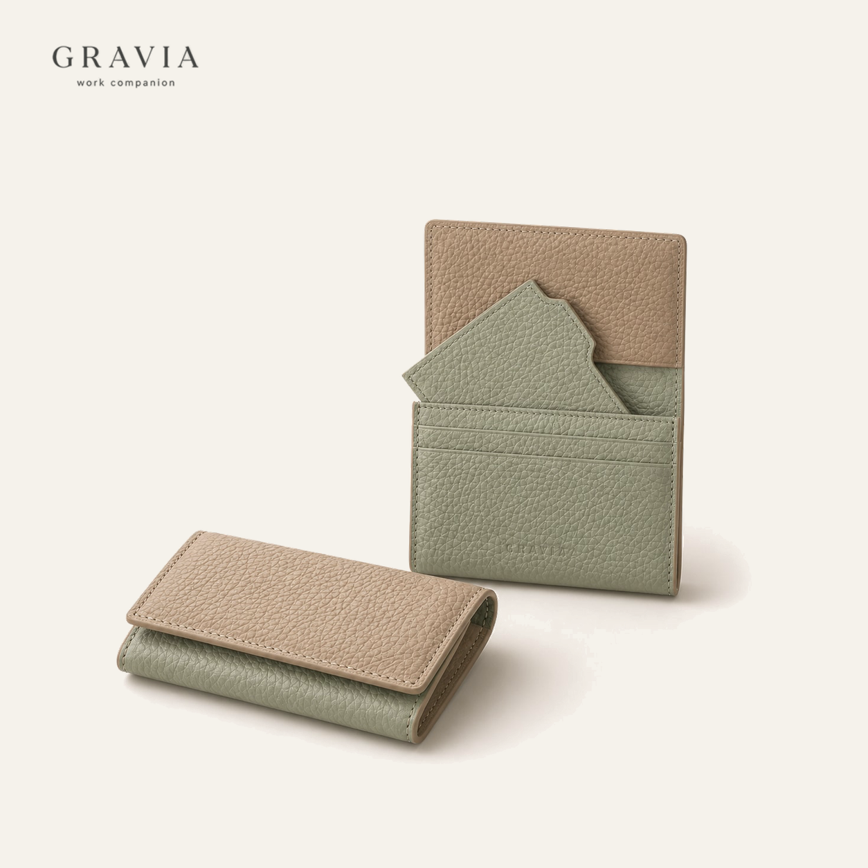 Two-Tone Leather Business Card Holder