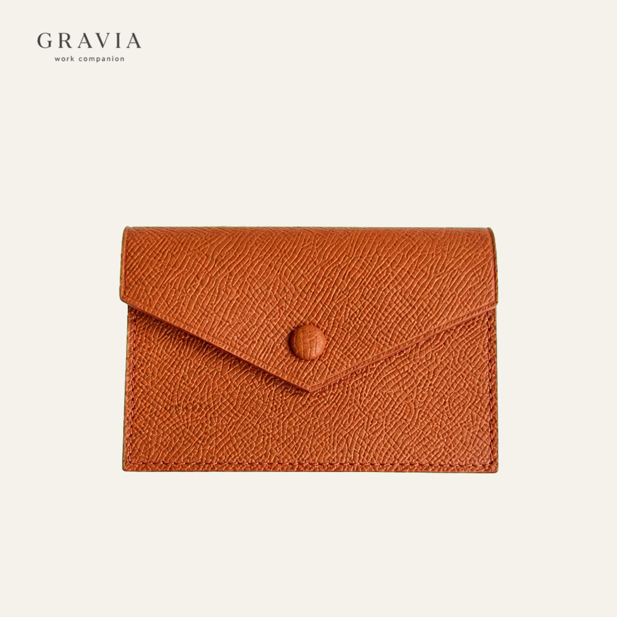 French Palm-Grain Leather Business Card Holder