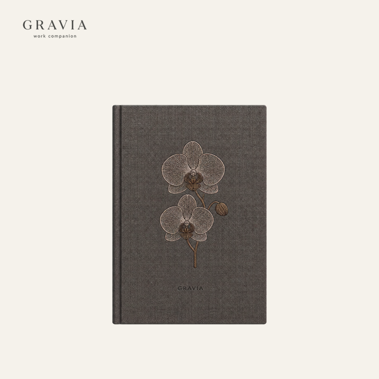 Orchid Embroidered Notebook — Boardroom Charcoal