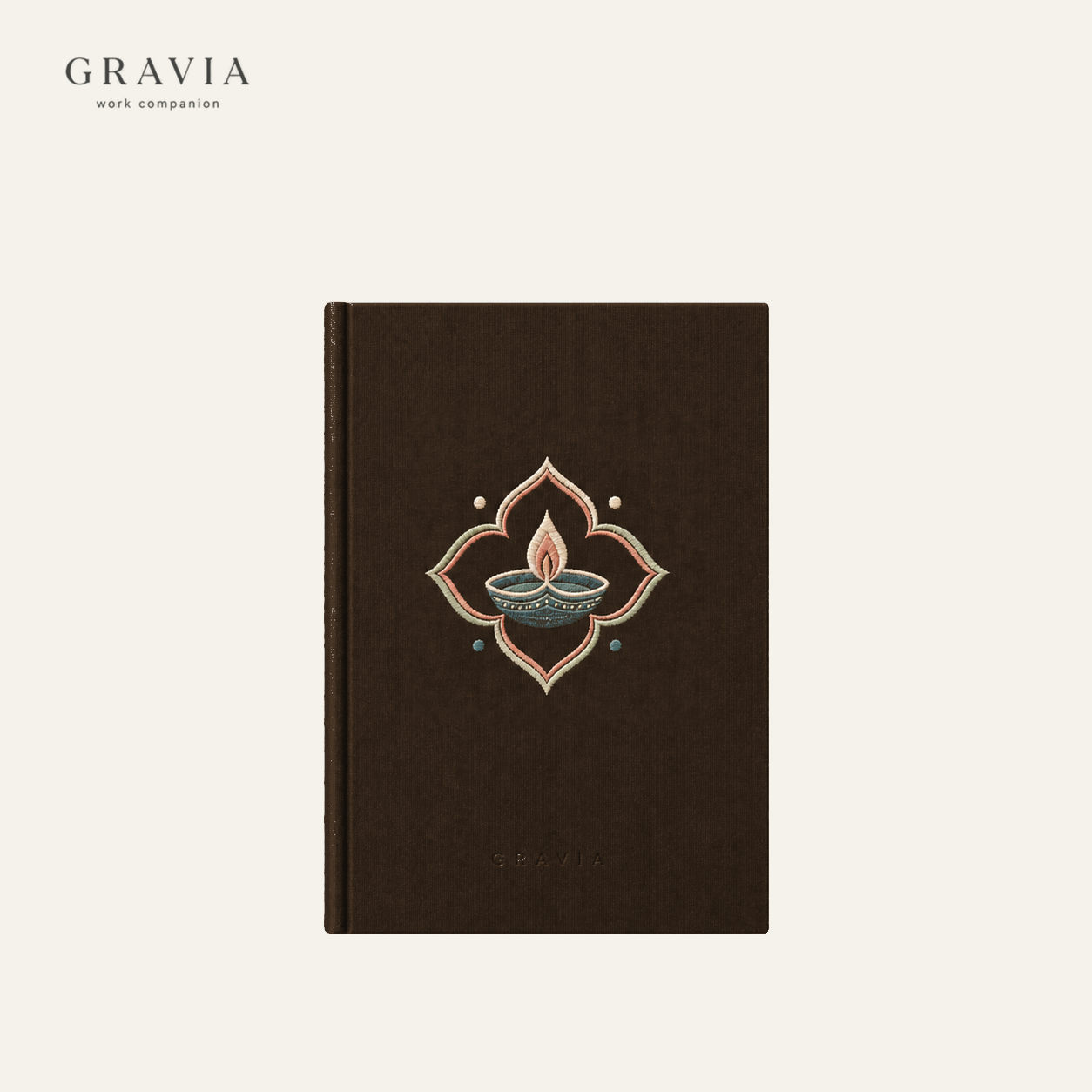 Deepavali·Diya in BloomEmbroidered Hardcover Notebook