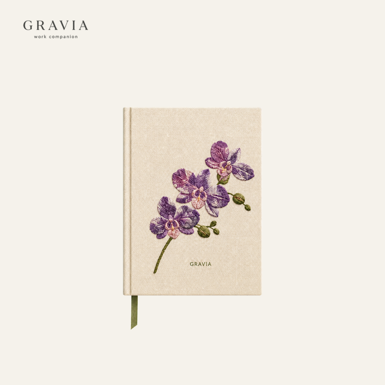 GRAVIA Purple Orchid Embroidered Hardcover Notebook